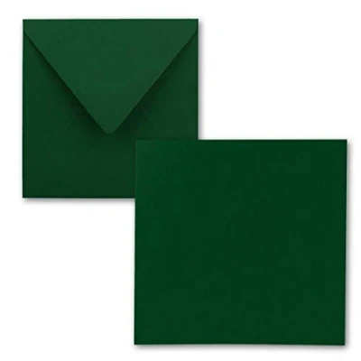 Imagen de FarbenFroh by GUSTAV NEUSER Juego de tarjetas individuales cuadradas 15 x cm, con sobres, papel estraza, 25 unidades, para felicitación y más, color verde oscuro