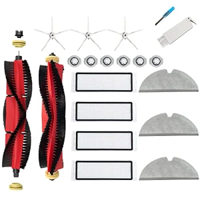 Imagen de JoyBros Ricambio Accesorios para Roborock S5 max S6 MaxV Pure E4 E5 Filtro Escoba Lateral Blanco,Cepillo de Rodillo Principal Mopa pezzi di Repuesto (19 PCS)