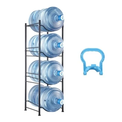 Imagen de VEVOR Soporte para Jarra de Agua 4 Niveles Botella Sola Fila Botellas Carga 76 kg Resistente Cocina, Oficina, Sala estar, Negro