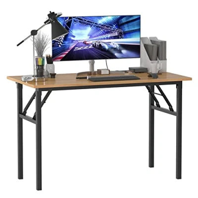Imagen de SogesHome Mesa de Escritorio Plegable para computadora 120 x 60 75 cm Oficina Escritura, Conferencia,Teca &amp; Negro,AC5BB SH