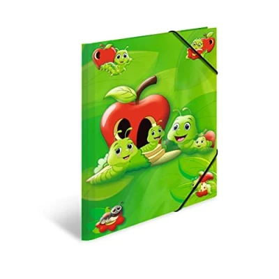 Imagen de HERMA 19633 carpeta de cartón resistente A3 con diseño animales guardería Fritz The Worm impresión interior completa y banda elástica, documentos para niños, niños niñas