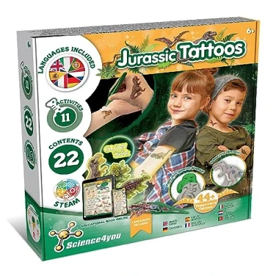 Imagen de Science4you Tattoos Temporales Jurásicos para Niños Tatuajes infantiles con Dinosaurios, Niños, Juguetes de Juegos, Regalos y Niñas 6+ años