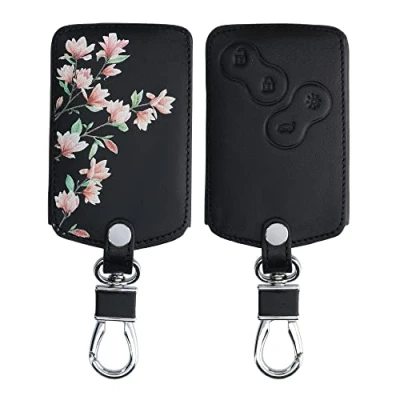 Imagen de kwmobile Funda Compatible con Renault Llave de Coche 4 Botones (Solo Keyless Go) Cubierta Cuero sintético Case para Mando y Control Auto Magnolias