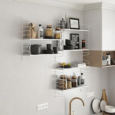 Imagen de [en.casa] Juego de 3 Estantería Pared Strängnäs Estante Mural Baldas Niveles Mueble Salón Despacho Acero Duradero 50 x 60 15 cm Blanco