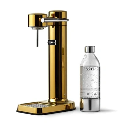 Imagen de Aarke Carbonator 3, Máquina para hacer Agua con Gas en Acero Inoxidable, incluye Botella 800ml, Acabado Oro