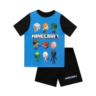 Imagen de Minecraft Pijamas de manga corta para niños Steve and Creeper Negro 9 10 Años