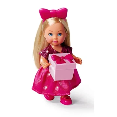 Imagen de Simba 105733599 Evi Love Surprise, 2 Veces Surtidos, Solo se Entrega un artículo, muñeca con Bonito Vestido de Purpurina Lazo y Regalo Sorpresa, Juguete 12 cm, a Partir 3 años