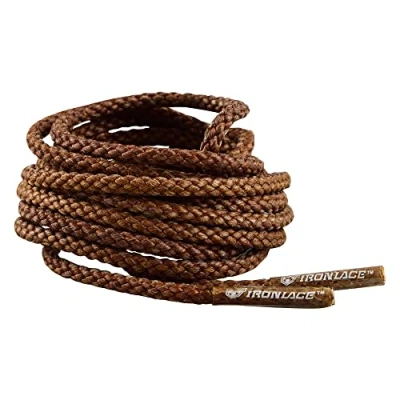 Imagen de IRONLACE cordones redondos para botas clásicos, irrompibles y extra resistentes, zapatos, fabricados con fibras de aramida 100% avanzadas, 1 par, marrón o negro, varias longitudes