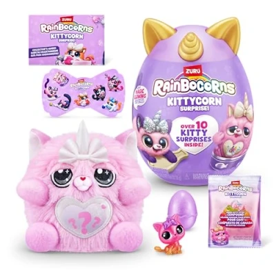 Imagen de Rainbocorns Kittycorn Surprise Series 2, Chai The Chinchilla Cat Peluche Coleccionable 10 sorpresas para desempacar, despegar y revelar corazón, calcomanías, a Partir de 3 años (Gato Chinchilla)