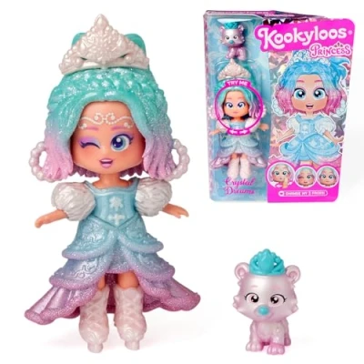 Imagen de KOOKYLOOS Serie Princess, Crystal Dream Muñeca Coleccionable de la Princess.Contiene muñeca,Conjunto Ropa y Zapatos temática Princesa,Accesorio Mascota.¡1 muñeca, 3 Caras Diferentes!