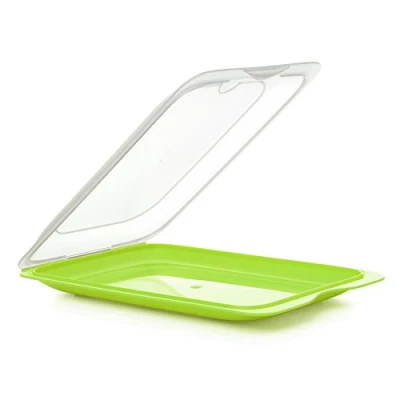 Imagen de TATAY Set de 3 Porta Embutidos y Alimentos Fresh, Libre BPA, Reutilizables, Apilables, Apto Lavavajillas Microondas, Color Lima. Medidas 17 x 3,2 25,2 cm