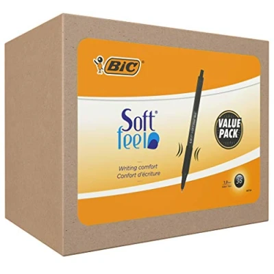 Imagen de BIC Soft Feel Bolígrafos retráctiles Punta Media (1,0 mm) Negro, Caja de 36
