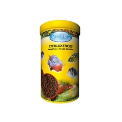 Imagen de comida para cíclidos AQUARIS Palitos 1 L. La refuerza el sistema inmunitario. Es un alimento principal con dieta mixta, peces tropicales de acuario