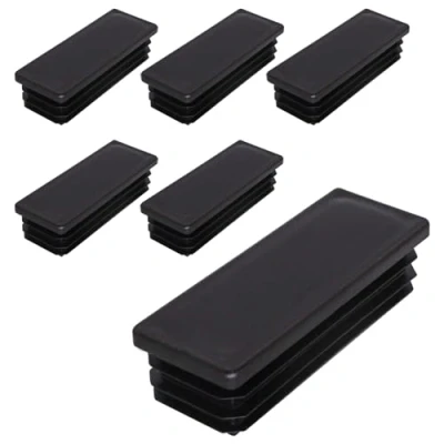 Imagen de SKIR&#039;CO 6 tapones rectangulares de plástico 30 x 80 mm, tapas tubo mate, insertos rectangulares, para postes valla, color negro RAL 9005