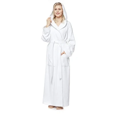 Imagen de Arus Albornoz con capucha para mujer, extra largo, tamaño mujer: M, unisex: S Blanco