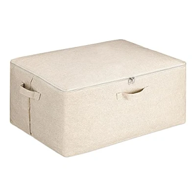 Imagen de Navaris Bolsa de Almacenamiento Ropa Guardarropa Tela con Cremallera para almacenaje Guardar Cosas mudanza Armario Mantas 60 x 45 25 CM