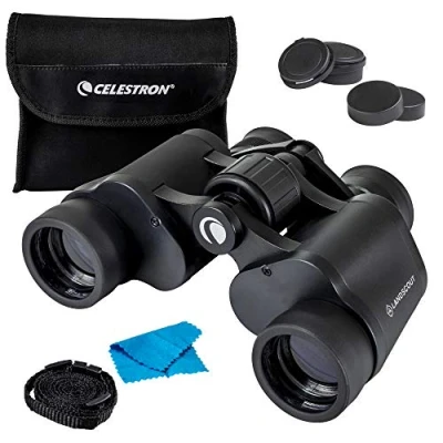 Imagen de Celestron 72356 LandScout Prismáticos de 7x35 mm Resistentes al Agua con Prisma Porro y Superficie Agarre Caucho, Lente revestida, Cristal óptico K9, Correa para Cuello Estuche Ligero, Negro