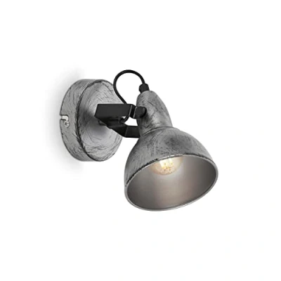 Imagen de Briloner Lámpara de pared, diseño industrial/retro, iluminación salón clásica, E14, máx. 40 W, 15.6 x 10 cm, color Plateado, aplique pared interior, lampara