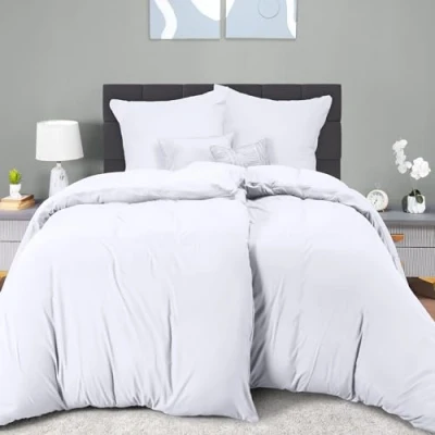 Imagen de Utopia Bedding Funda Nordica Cama 90 Microfibra y 2 Juego de Edredon 135x200 cm Almohada 80x80 (Blanco)