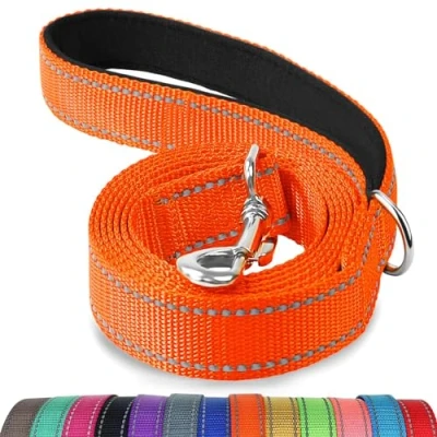 Imagen de Joytale Correa para Perro Reflectante de Doble Cara, Perros con Mango Acolchado, Adiestramiento Pequeños y Perrito, 120x2cm, Naranja