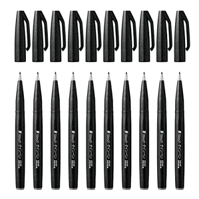 Imagen de Pentel Rotulador Touch con punta de pincel. Color negro.