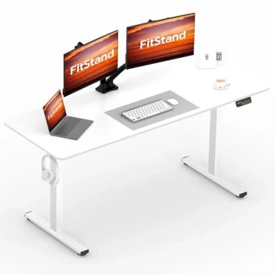 Imagen de FitStand FQ1 160 x 60 cm escritorio de altura regulable con tablero mesa, pie, mesa ordenador gancho, seguridad para niños, función memoria oficina y hogar, color