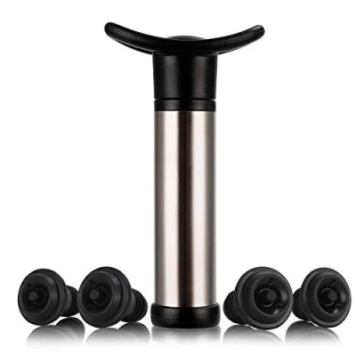 Imagen de FosFun Bomba Vacio Vino, de Manual, para Vacío, Tapon Vino Vacio, Accesorios 4 Tapones Negro, Silicona