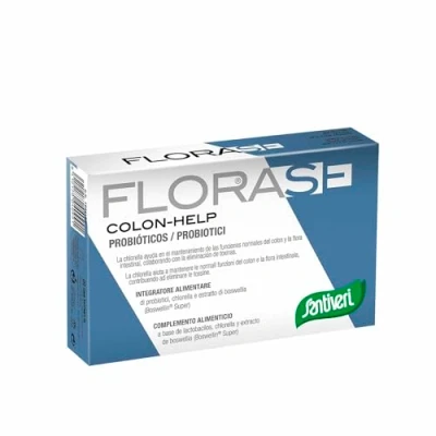Imagen de SANTIVERI Florase Colon Help, Complemento Alimenticio con Probióticos Lactobacilos, Chlorella y Extracto de Boswelia, Cuida la Salud Intestinal Ayuda al Funcionamiento del 40 Comprimidos