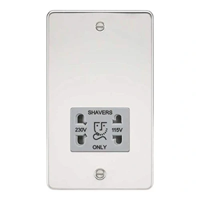 Imagen de Knightsbridge FP8900PCG Enchufe de doble voltaje para afeitadora (cromo pulido, con inserto gris, 115/230 V)