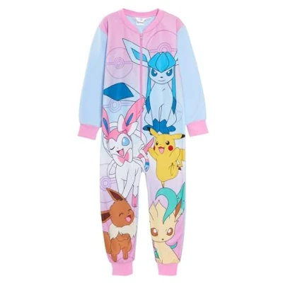 Imagen de Pijama de forro polar con cremallera para niñas, todo en uno, diseño Pokémon, multicolor, 5 6 años