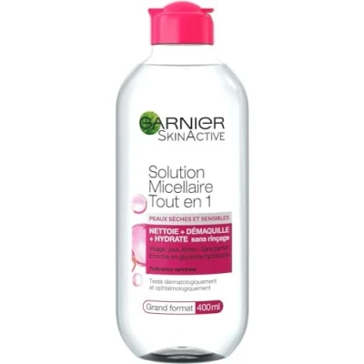 Imagen de Garnier SkinActive Solution Micellaire Tout en Un Peaux Sèches et Sensibles Grand Format Lot de 3 x 400 ml