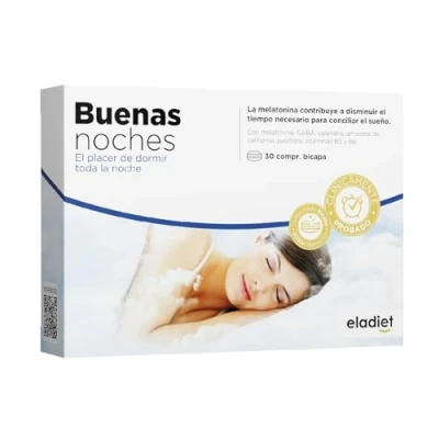Imagen de Eladiet Pastillas para Dormir Complemento Alimenticio con Melatonina, Pasiflora y Valeriana 30 Comprimidos