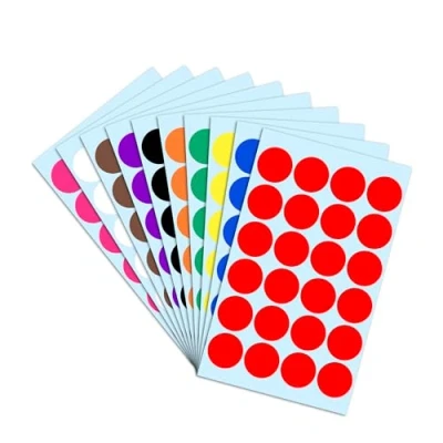Imagen de 2,5cm Gomets Colores Surtidos Pegatinas Redondo Adhesivos 10 Colores, Pack de 1200