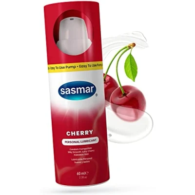 Imagen de Sasmar Lubricante Personal Con Sabor a Cereza, Mejora el Placer, Sin Parabenos, Huele Fantástico, Dosificador de 60 ml