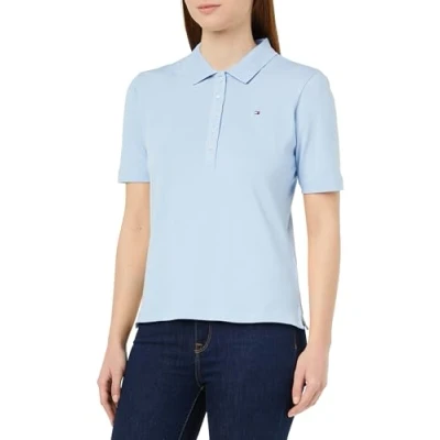 Imagen de Tommy Hilfiger 1985 REG Pique Polo SS WW0WW37820 Polos de Manga Corta, Azul (Well Water), S para Mujer