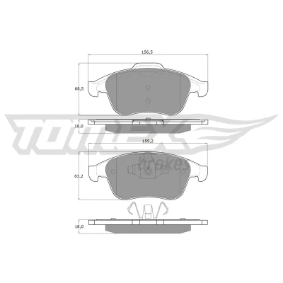 Imagen de TOMEX brakes TX 16 56 Juego de pastillas freno Eje delantero RENAULT: MEGANE 3 Coupe, 3, Clio 4