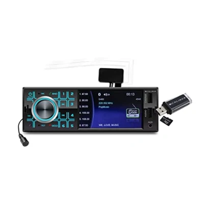 Imagen de Caliber Radio para coche con Bluetooth, Entrada auxiliar, DAB+, FM, SD, USB Pantalla de 4 pulgadas cámara trasera x 55 vatios Negro 1 DIN
