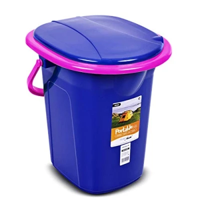Imagen de Green Blue GB320BR GB320 Campingtoilette 19L Toiletteneimer Reisetoilette Toilette Eimertoilette Mobil Camping (Blau/Rosa), Unisex Adult