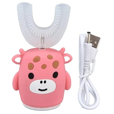 Imagen de Cepillos de dientes para niños, cepillo en forma U, rosa, dibujos animados, eléctrico, 360, máquina limpieza boca entera, grande