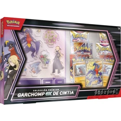 Imagen de JCC Pokémon: Colección prémium Garchomp ex de Cintia (3 Cartas holográficas y 6 Sobres Mejora)