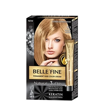 Imagen de BELLE&#039;FINE® Black Series Tinte permanente natural Con 3 aceites y queratina Miel ámbar