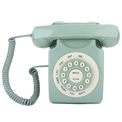 Imagen de teléfono Verde Vintage, Fijo Retro clásico de Estilo Antiguo, Europeo con Cable Botones Grandes para el hogar, Escritorio, decoración Oficina, Regalo