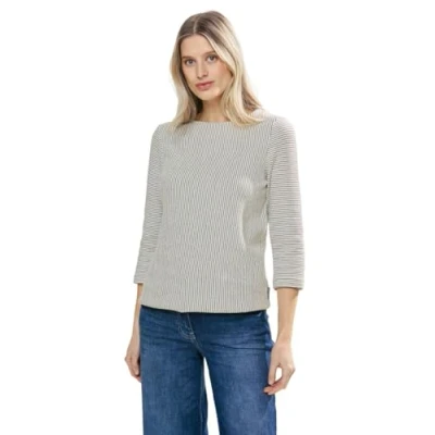Imagen de CECIL Stripe Structure Boatneck, Vanilla White, XL para Mujer