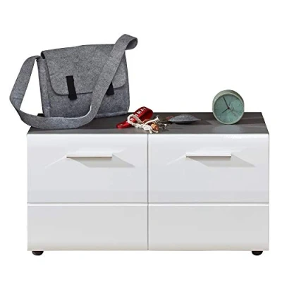 Imagen de trendteam smart living Line Zapatero (80 x 41 35 cm, Parte Frontal Blanca Brillante, Cuerpo de Sardegna, melamina, con Mucho Espacio Almacenamiento)
