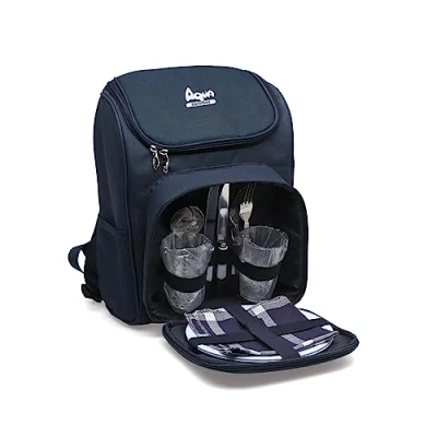 Imagen de Atosa Mochila Nevera Kit Picnic excursión Azul Marino