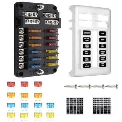 Imagen de Portafusibles 12v Coche ZEALfix Caja Fusibles 12 Vías Porta con Indicador de Luz para RV Barco Camión Vehículo SUV Yate
