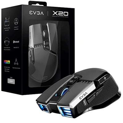 Imagen de EVGA X20 Ratón para Gaming, Inalámbrico, Gris, Personalizable, 16.000 DPI, 5 Perfiles, 10 Botones, Ergonómico 903 T1 20GR K3