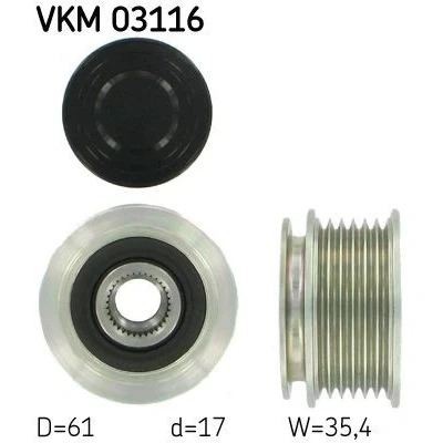 Imagen de SKF VKM 03116 Rueda Libre Alternador 35,4 AUDI: A3 Hatchback, A4 B7 Berlina, B6 SEAT: Leon II Altea, Altea XL