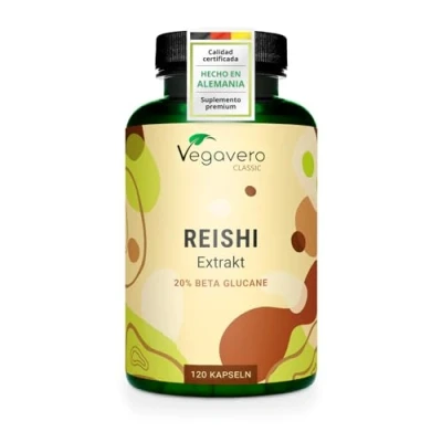 Imagen de Reishi Puro Vegavero® Dosis Más Alta: 13000 mg (10:1) Con 40% Polisacáridos &amp; 20% Betaglucanos Ganoderma Lucidum Sin Aditivos Vegano 120 Cápsulas