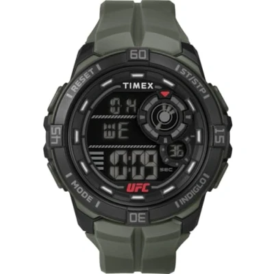 Imagen de Timex UFC Rush Reloj para hombre de 52 mm, pulsera verde, esfera digital, caja negra TW5M59400